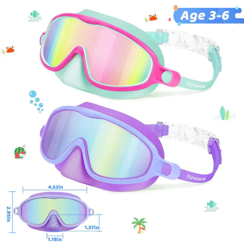 Leak-Proof Panoramic Kids Swim Mask with Soft Nose Cover