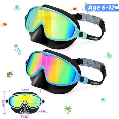 Leak-Proof Panoramic Kids Swim Mask with Soft Nose Cover