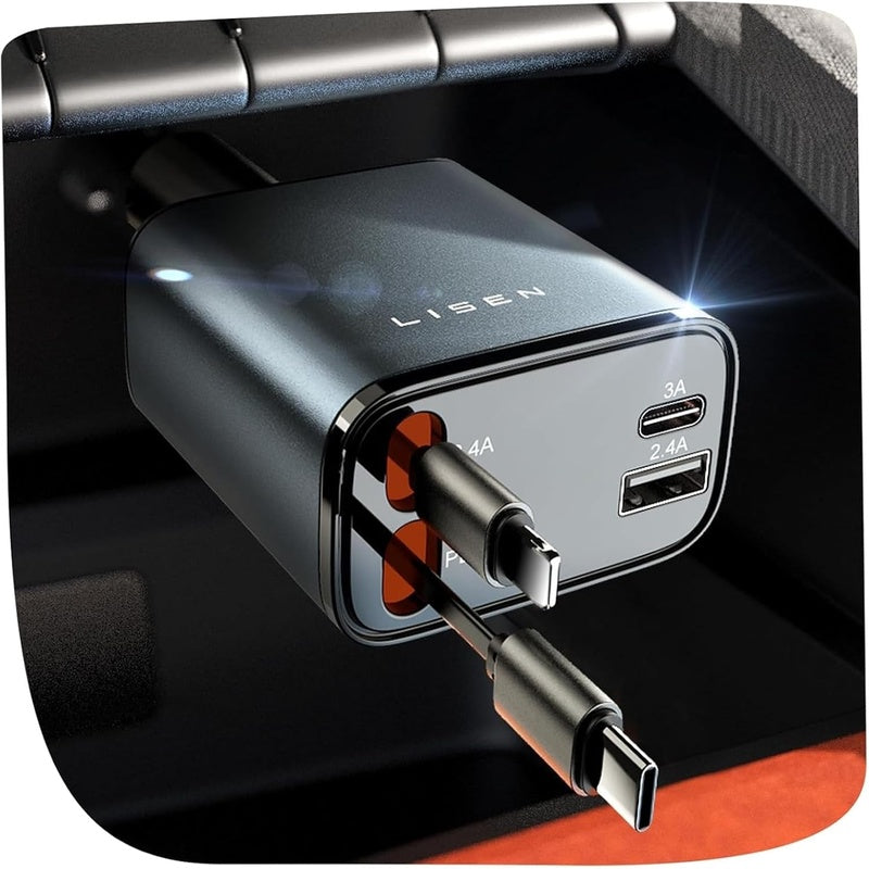 Ultimate 4-in-1 Retractable 84W Fast Car Charger
