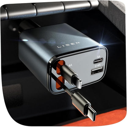 Ultimate 4-in-1 Retractable 84W Fast Car Charger