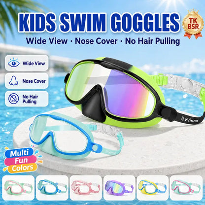 Leak-Proof Panoramic Kids Swim Mask with Soft Nose Cover