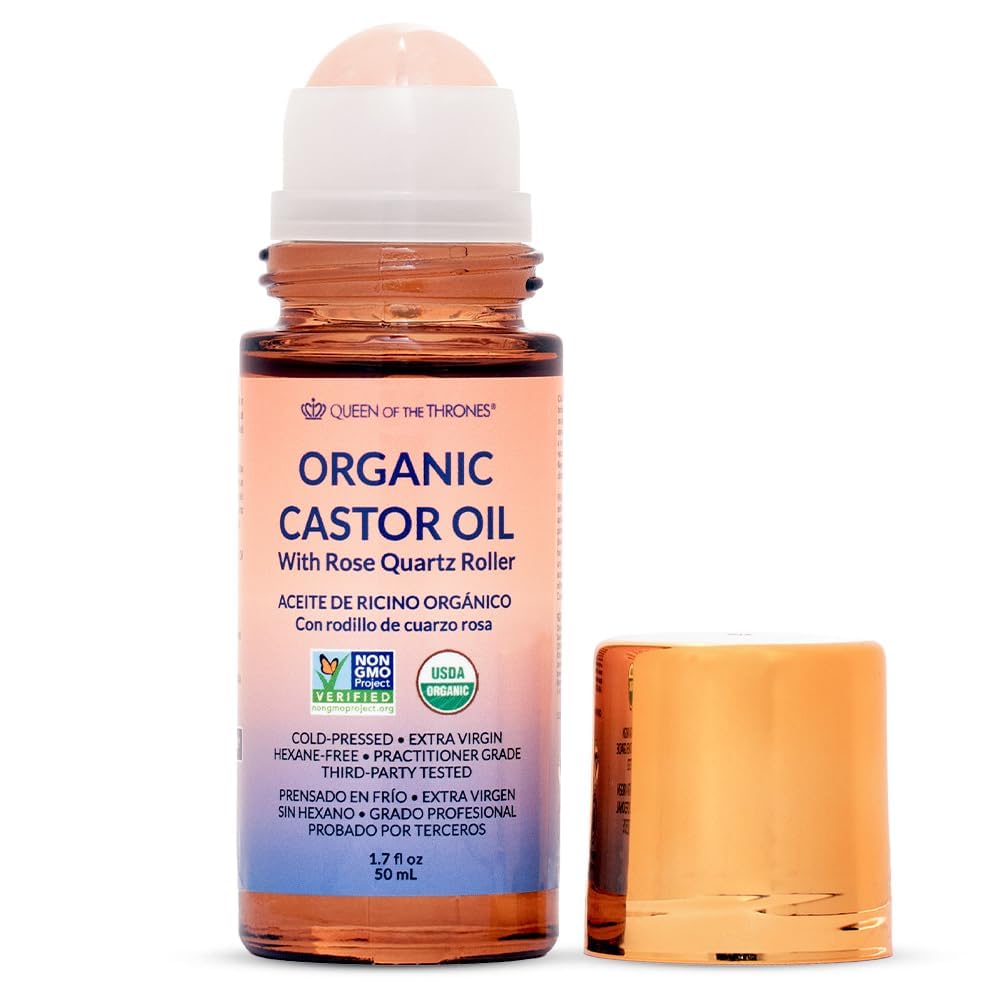 Thicker Brows & Radiant Eyes: Pure Organic Castor Oil with Luxury Rose Quartz Roll-On