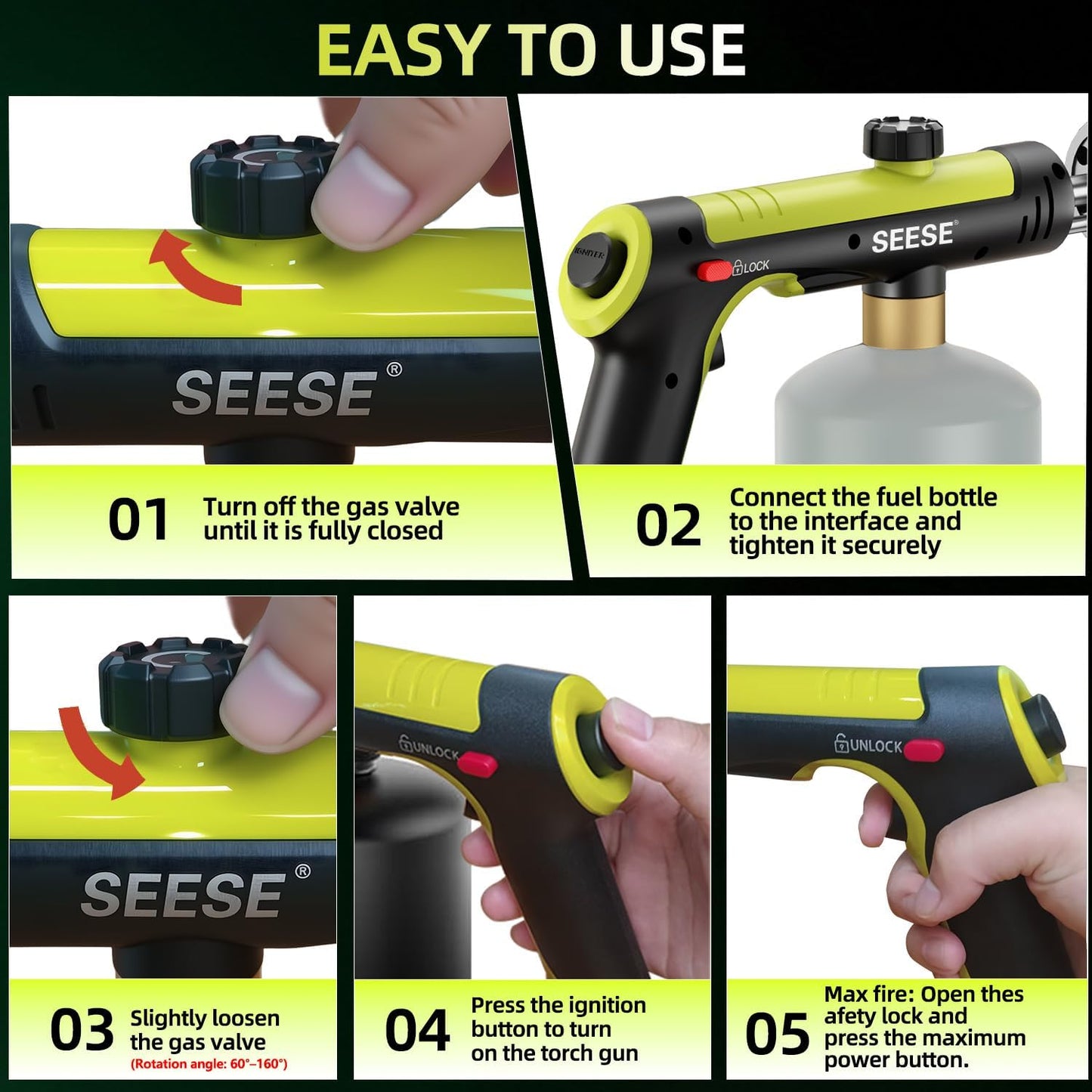 Heavy-Duty Propane Torch with One-Touch Max Turbo Fire Button
