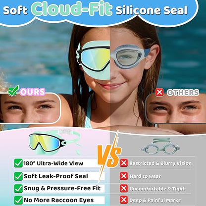 Leak-Proof Panoramic Kids Swim Mask with Soft Nose Cover