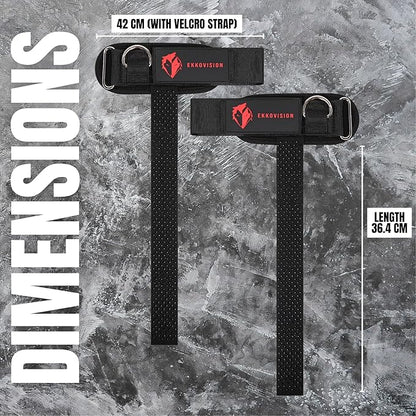 Pro D-Ring Lifting Straps with Non-Slip Grip & Cushioned Wrist Support for Heavy Pulls
