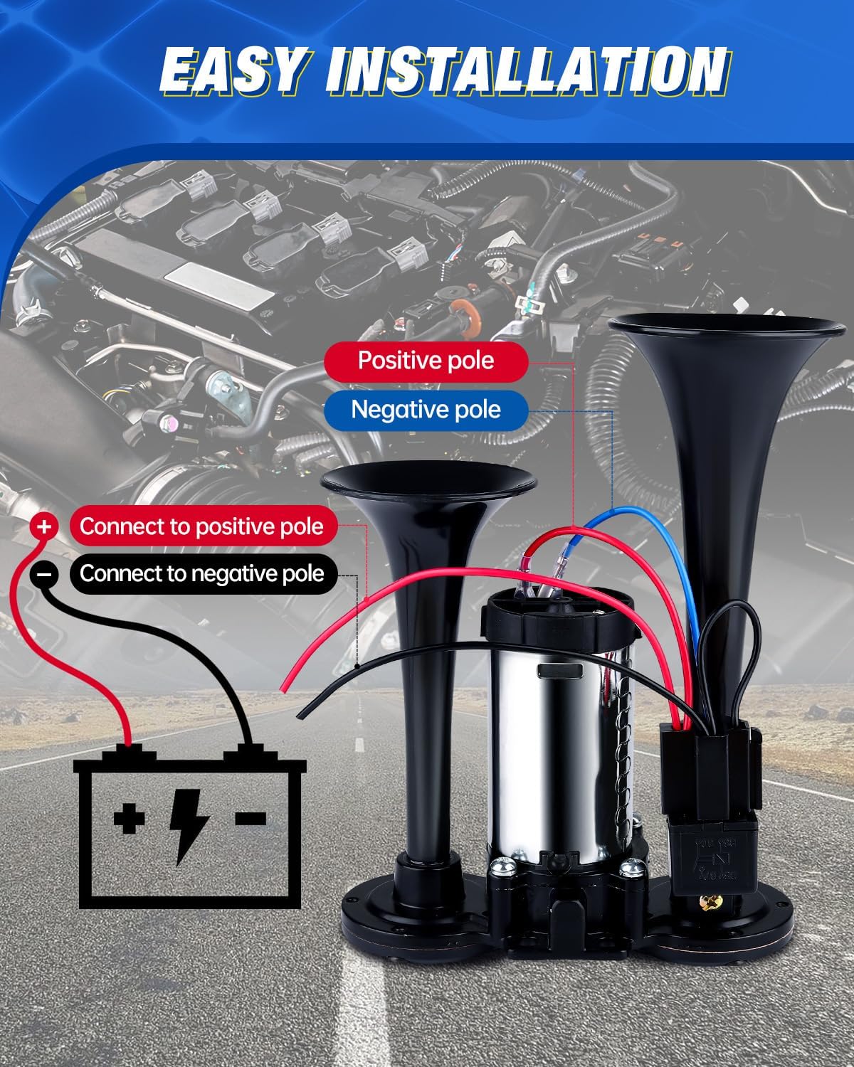 Blast 130dB Intense Sound – Universal 12V Dual Air Horn