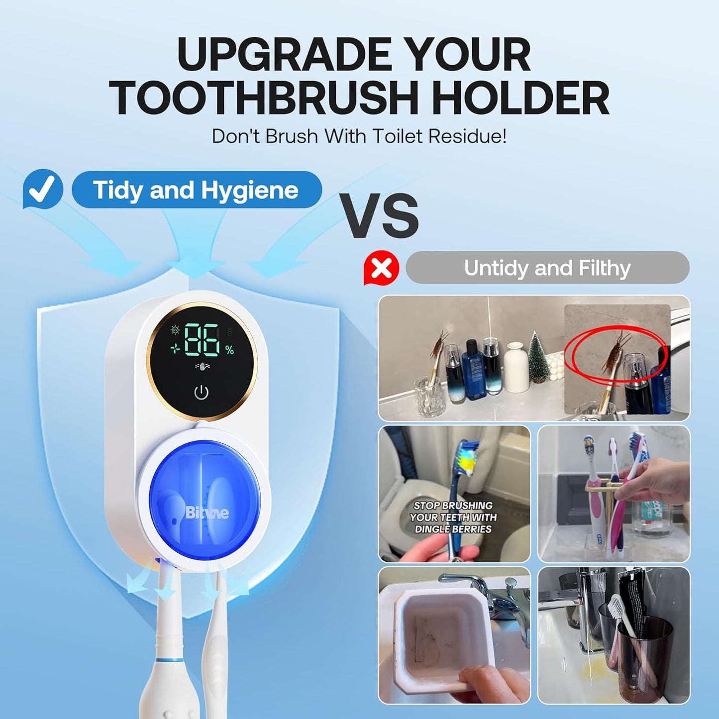 Automated Smart Toothbrush Sanitizer & Holder: 99.9% Clean, Every Single Time