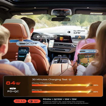 Ultimate 4-in-1 Retractable 84W Fast Car Charger