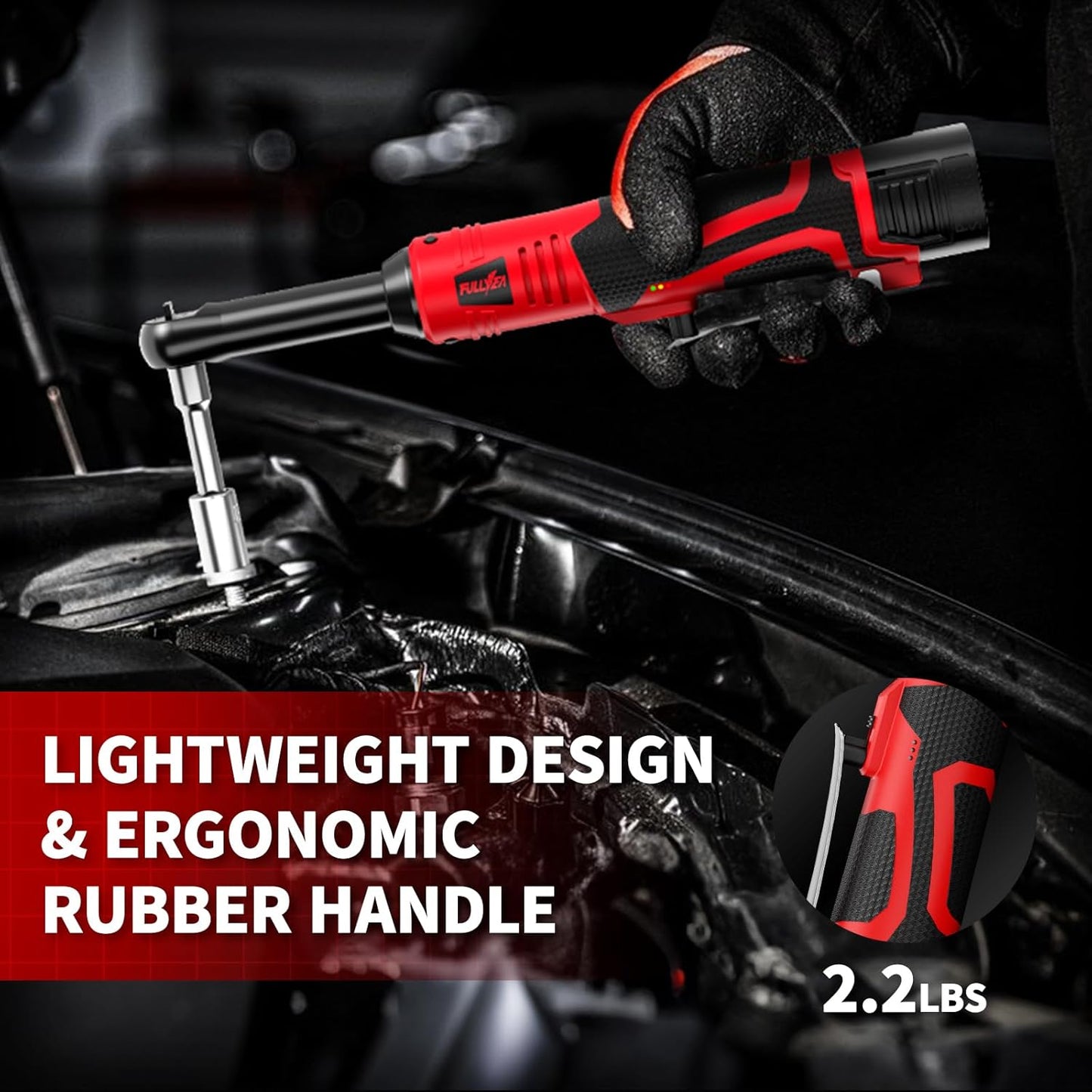 12V Cordless Electric Ratchet Wrench Set, 3/8-Inch 45N.m High Torque Right Angle Tool Kit with 2.0Ah Battery, Charger, Bag and 4 Sockets