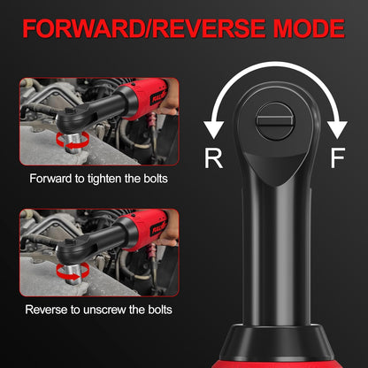 12V Cordless Electric Ratchet Wrench Set, 3/8-Inch 45N.m High Torque Right Angle Tool Kit with 2.0Ah Battery, Charger, Bag and 4 Sockets