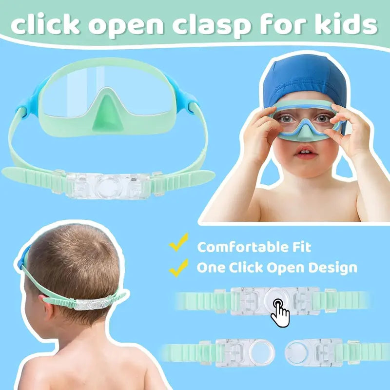 Leak-Proof Panoramic Kids Swim Mask with Soft Nose Cover