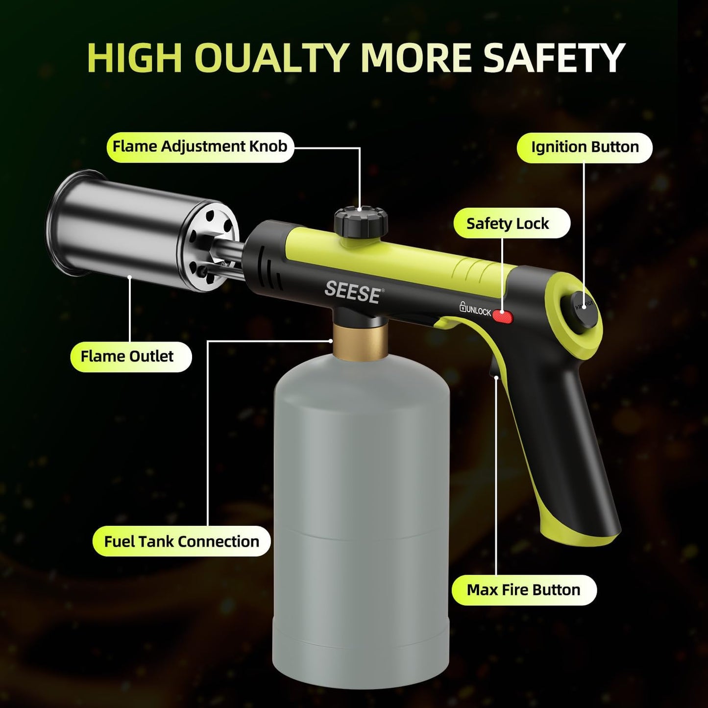 Heavy-Duty Propane Torch with One-Touch Max Turbo Fire Button