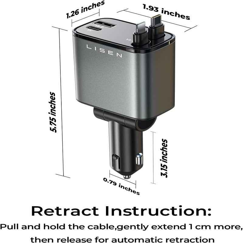 Ultimate 4-in-1 Retractable 84W Fast Car Charger