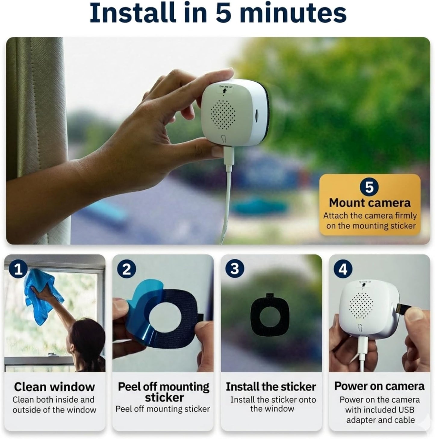 2K Dual-Band WiFi Window Security Camera with ChromaMax Al Full Color Night Vision