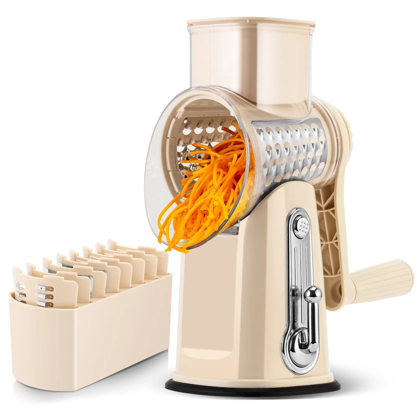 Rotary Cheese Grater with Handle - Slices, Shreds, & Grates in Seconds