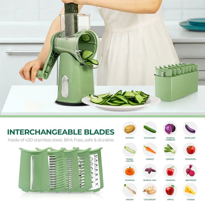 Rotary Cheese Grater with Handle - Slices, Shreds, & Grates in Seconds