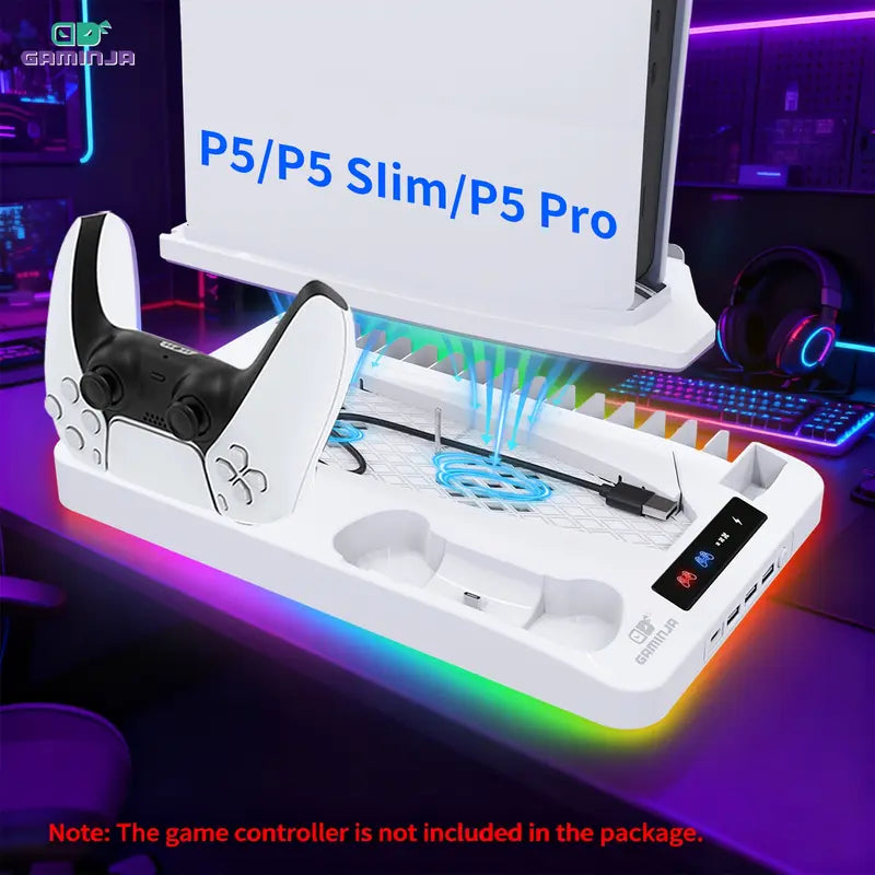Universal Vertical Cooling Stand & Dual Fast Charging Station for P5, P5 Slim & P5 Pro