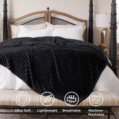 Premium Shaggy Ribbed Faux Fur Cozy Blanket
