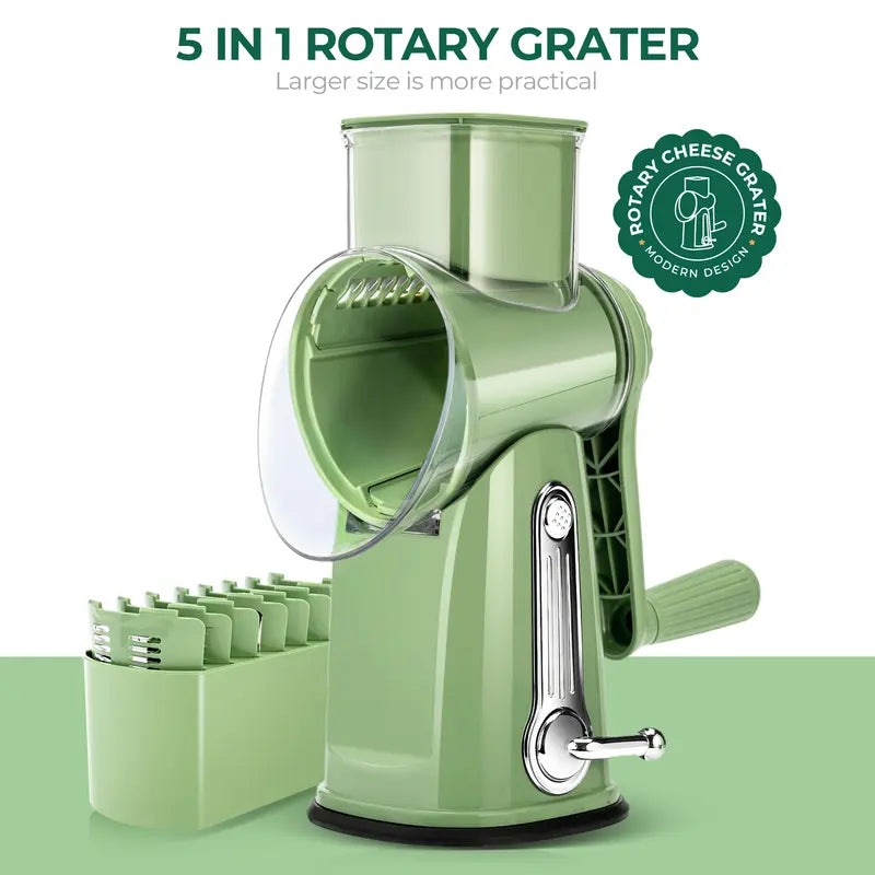 Rotary Cheese Grater with Handle - Slices, Shreds, & Grates in Seconds