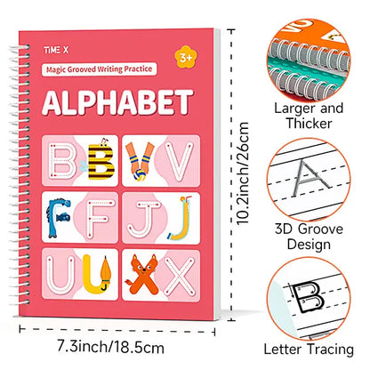Magic Grooved Writing Practice Books - Master Perfect Handwriting Safely
