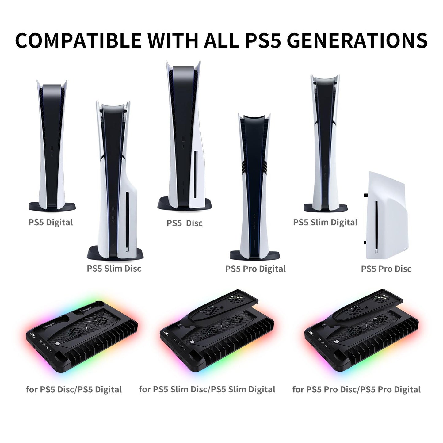 Universal Vertical Cooling Stand & Dual Fast Charging Station for P5, P5 Slim & P5 Pro