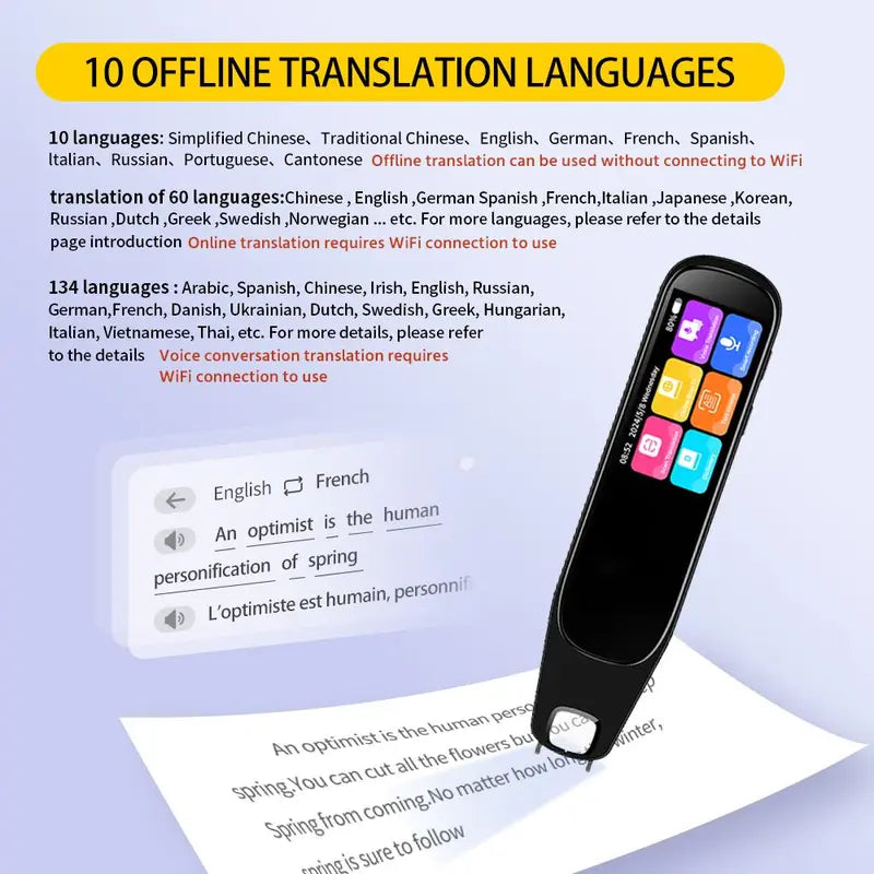 Instant 134-Language Smart Scanning & Voice Translator Pen